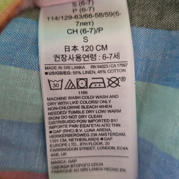 GAP Kids Boys Short Sleeve Button Shirt Colorful Stripes Linen Blend Size S 6-7 - Picture 6 of 6